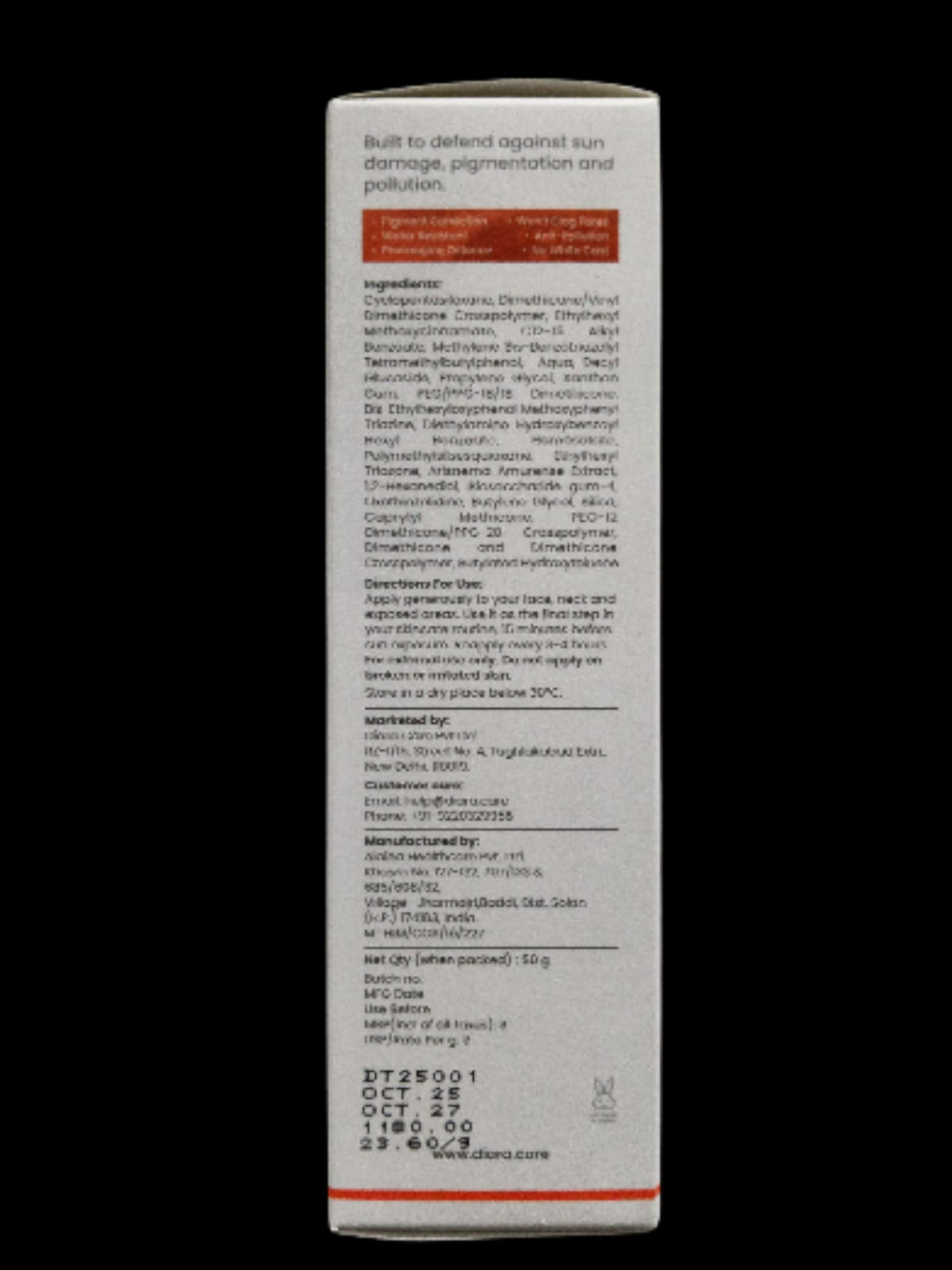 Diara Cu silicone sunscreen gel spf 60 PA+++ 50gm